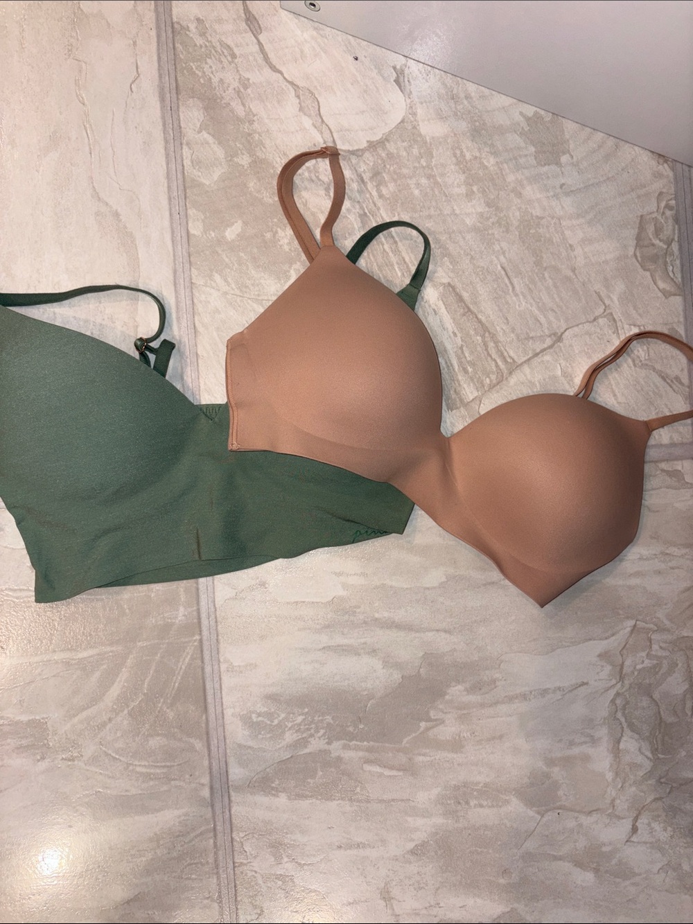 2 VS bras - pink cupped padded bralette style and padded no wire incredible